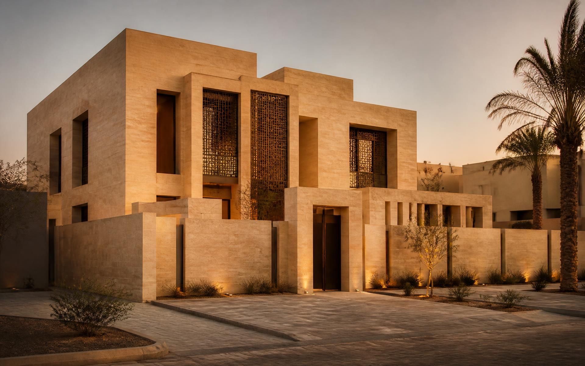 Tawakkul Taybah luxury hotel exterior at dusk